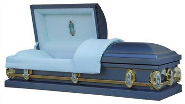 Štvorcová rohová rakva Christ Blue